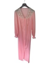 Vintage 70s Peach Peignoir Nylon Lace Robe JC Penney Size Medium