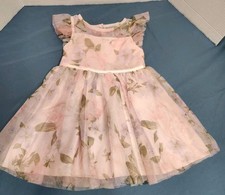 Toddler Girls Pink Floral  Tulle Easter  Party Dress