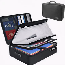 Fireproof Document Organizer Bag with Lock – Waterproof - 13 Labeled Pockets