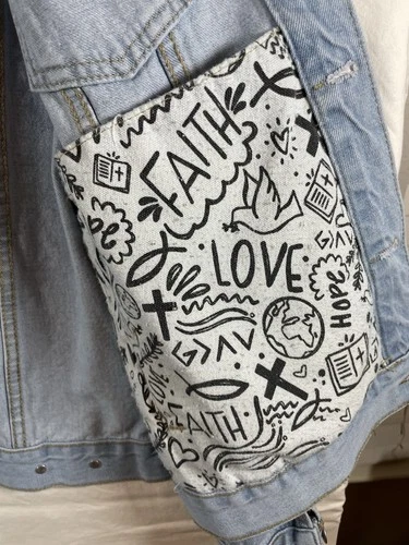 Elevated Faith What A Friend In Jesus Denim Jacket Size Large Unisex Adult  image 4