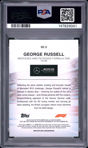 2024 TOPPS CHROME FORMULA 1 HELMET COLLECTION #HC5 GEORGE RUSSELL PSA 8 - Picture 2 of 2