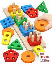 Montessori Toys for 1 to 3-Year-Old Boys Girls Toddlers, Wooden Colorful-a