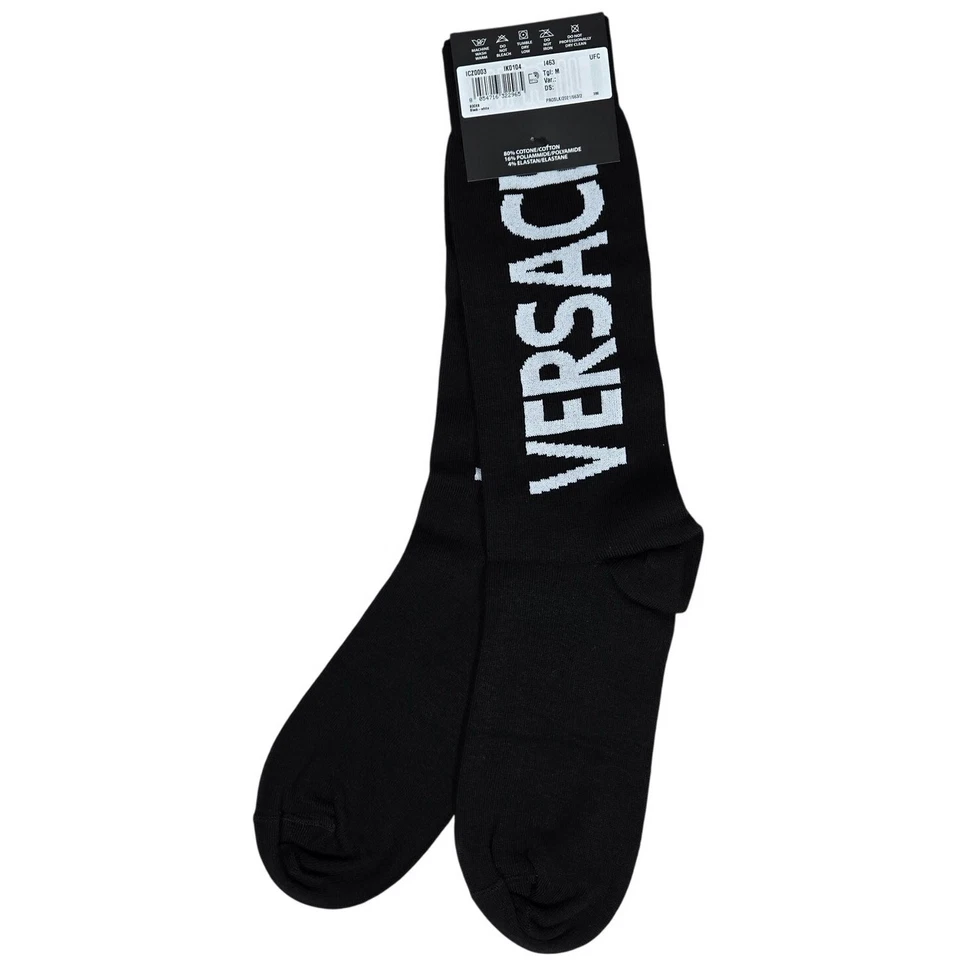 Calcetines Versace Logo Negro Blanco M Nuevos con Etiquetas Foto 2 de 4