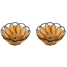 2X 7 Inch Plastic Braided Basket Fruit Vegetable Cookies Container Holder5722