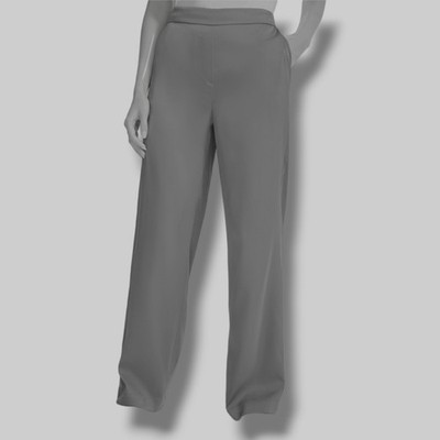 Calvin Klein Women's Gray Elastic-Back Wide-Leg Pants Size L