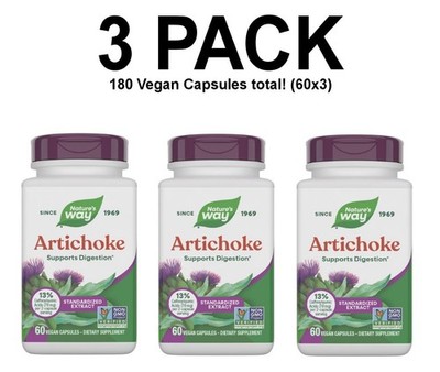 Nature's Way, 3 PACK,  Artichoke, 60 Vegan Capsules (180), Supports Digestion