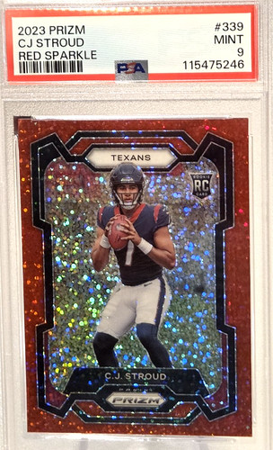 CJ STROUD 2023 Panini Prizm Red Sparkle rookie RC rare SP; *PSA 9 MINT*