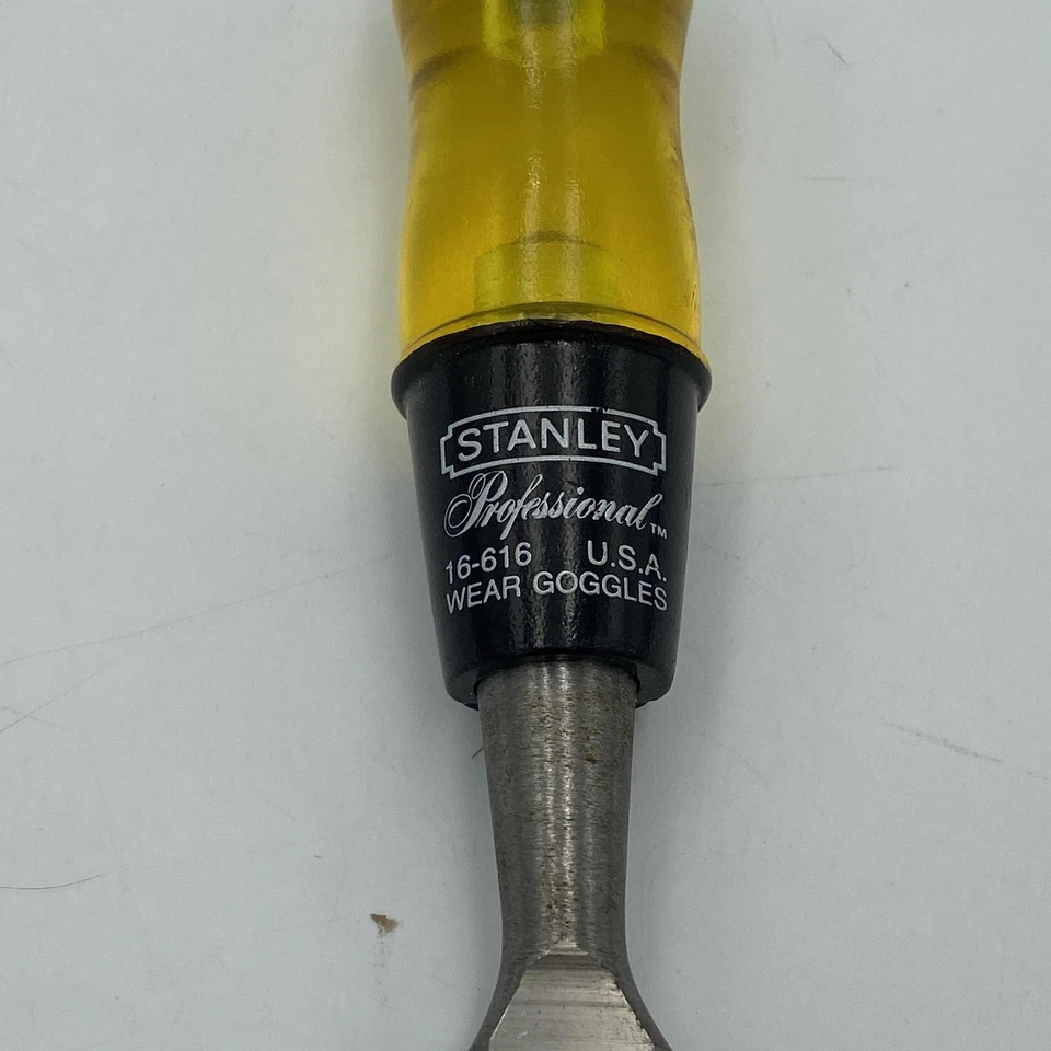 Banco de carpintería borde biselado vintage Stanley profesional cincel de madera 16-616 hecho en EE. UU. Foto 3 de 4