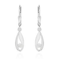 Paar Brisur Tropfen OhrhäNger Zirkonia Weiß 925 Silber Teilmatt 14X5Mm Ohrringe