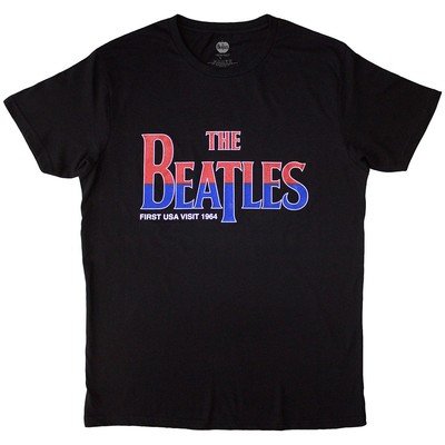 The Beatles First USA Visit T-Shirt Black New
