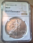 2003 NGC Silver American Eagle Mint State 69 1oz MS Grade