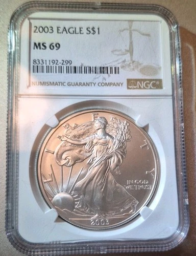 2003 NGC Silver American Eagle Mint State 69 1oz MS Grade