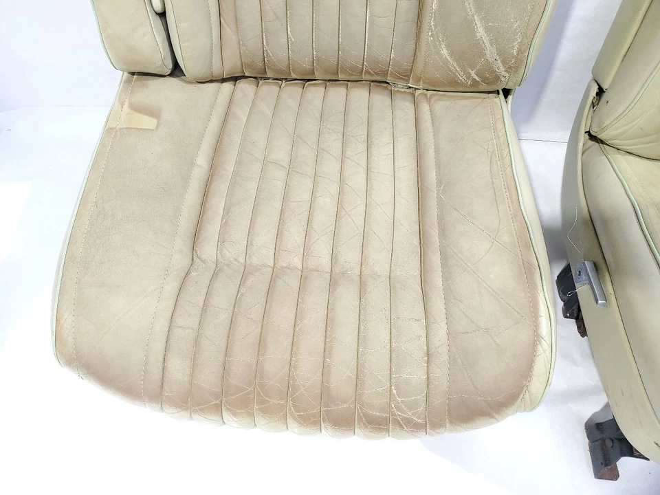 Cadillac Seville 1976 OEM conjunto de asientos de cuero beige decoloración Foto 3 de 4