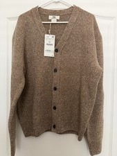 Zara Men  s Heathered Brown Button-Up V-Neck Cardigan size L NWT