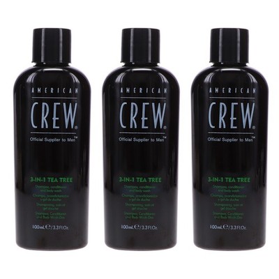 American Crew 3-in-1 Tea Tree Shampoo Conditioner and Body Wash 3.3 oz 3 Pack