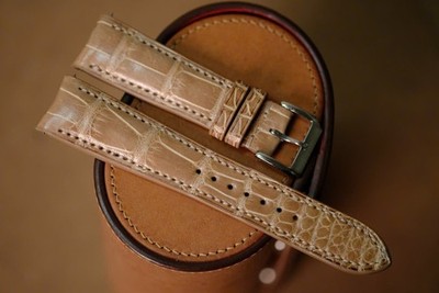 Handmade beige watch strap watch band size 21/18 (or any size)
