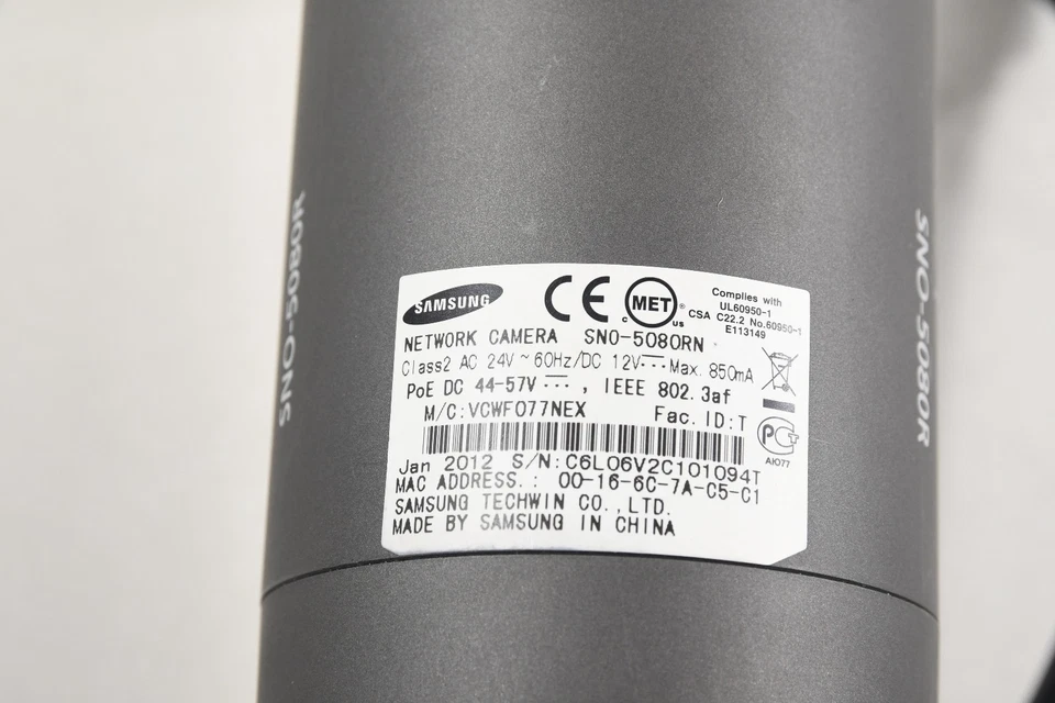Samsung SNO-5080R Network Security Camera – 1.3MP PoE Outdoor Bullet - Image 2 of 4