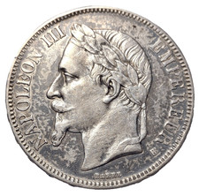 France Napoleon III (1852-1870) 5 Francs 1867 BB - KM 799.2 AG (g 24.97) Bel