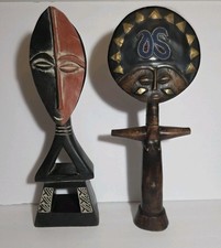 African Wood Statues Lot of 2 Ghana Style Akuaba Fertility Doll Tribal Art Decor