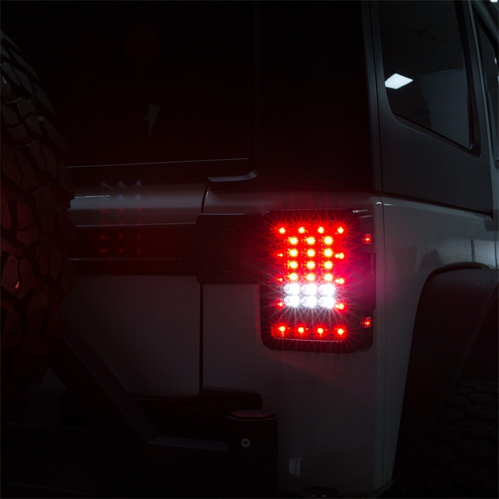 LED Tail Lights For Jeep Wrangler JK (2007-2018) – Pair, Black Housing, Clear Lens, Direct Fit