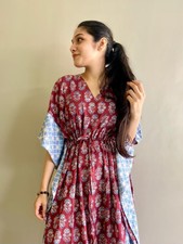 Cotton Kaftan For Women Batik Kaftan Beige Black Assorted Print Long Kaftan Gift