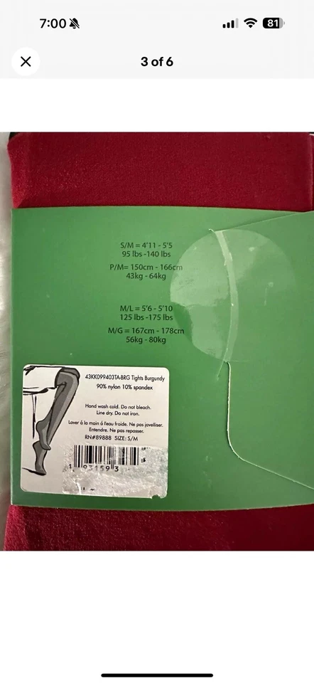 Medias Kate Spade New York Opacas Borgoña Para Mujer Talla M/L Nylon Pantimedias Nuevas Foto 3 de 4