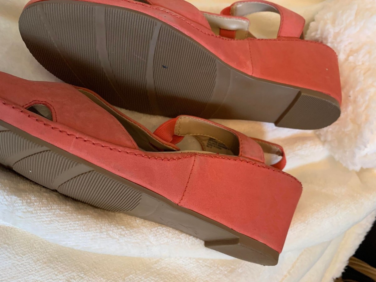 NWOT Deer Stags Orange Leather Wedge Sandals Size 8.5 | eBay