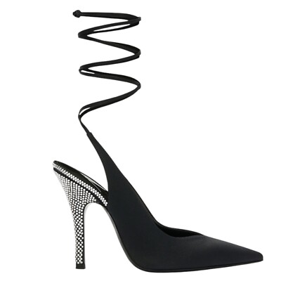 NWT The Attico Venus Slingback 105MM Heels Black And Silver Size 40.5 Black Pump