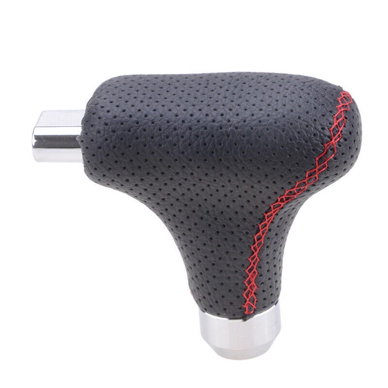 1X W/ Button Automatic Transmission Leather Gear Stick Shifter Handle Shift Knob - Image 2 of 4