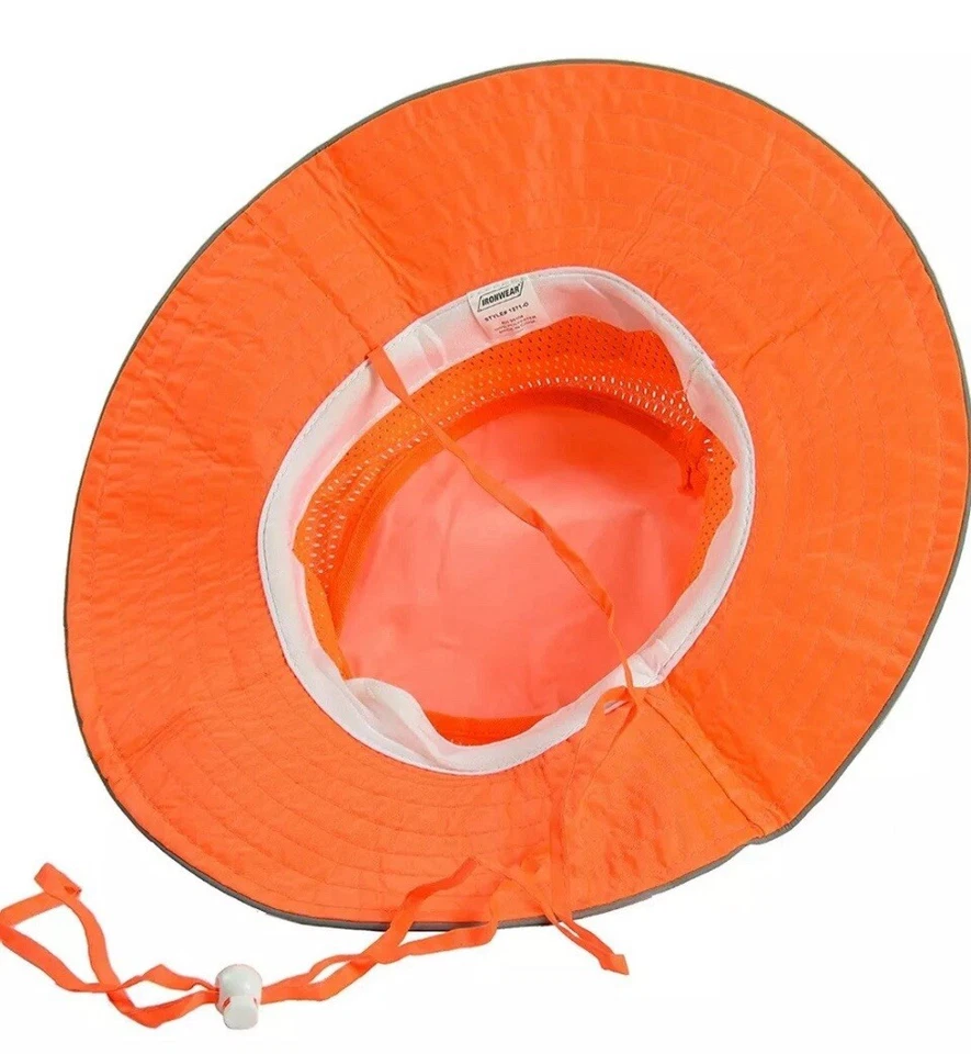 IRONWEAR Unisex Booney Hat NEON Orange Silver Reflective Tape Ventilation Bucket - Image 3 of 4