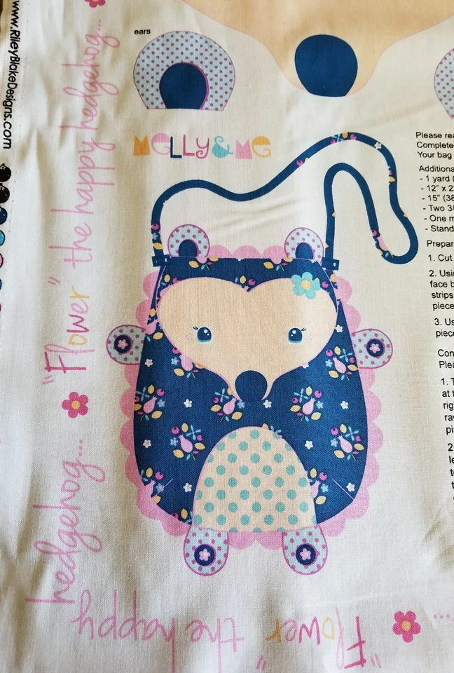 Bolso de Mano The Happy Hedgehog Flor Azul Panel Riley Blake Designs Melly & Me Foto 2 de 4