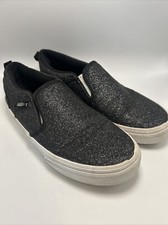 Vans Off The Wall Glitter Girl's Size 5 Slip On Shoes Black