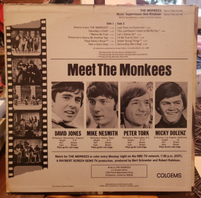 1966 The Monkees Self Titled Debut Vinyl Record Colgems COM-101