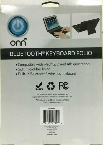 Onn Bluetooth Keyboard Case for Apple iPad 2, 3, 4 Generation Tablet Folio Case - Picture 5 of 5