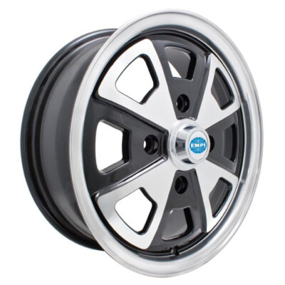 EMPI 914 Alloy 15X5.5 4x130 ET35 Gloss Black/Polished Lip and Spokes (Qty of 1)