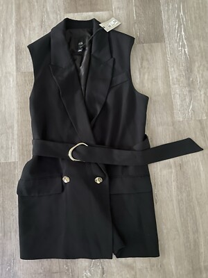 River Island Black Blazer Dress Size 10 Brand New With Tags