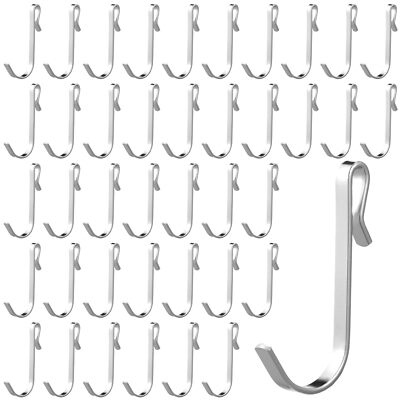 40 Pcs J Hook for Wire Shelving Hooks Stainless Steel Hanger Clip on Metal Wi...