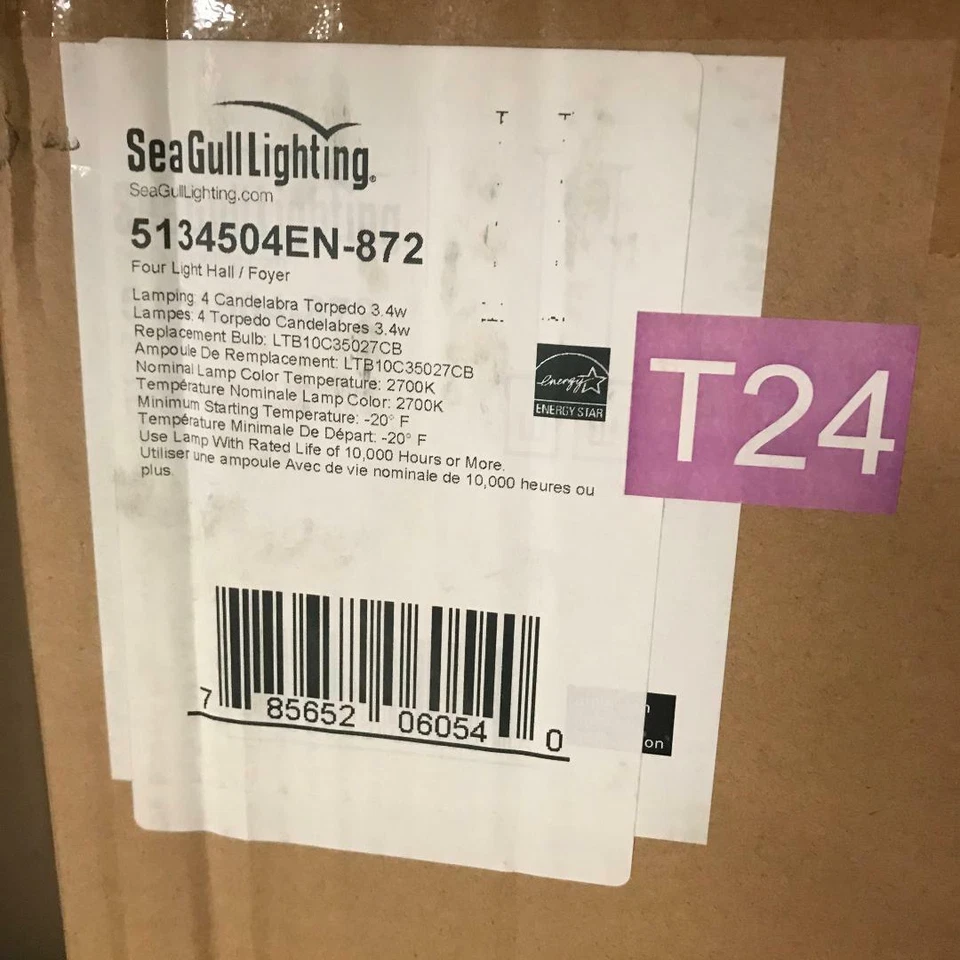 Luminária foyer Sea Gull Lighting Moffet Street Washed Pine 4 luzes - ECONOMIZE - Imagem 2 de 3