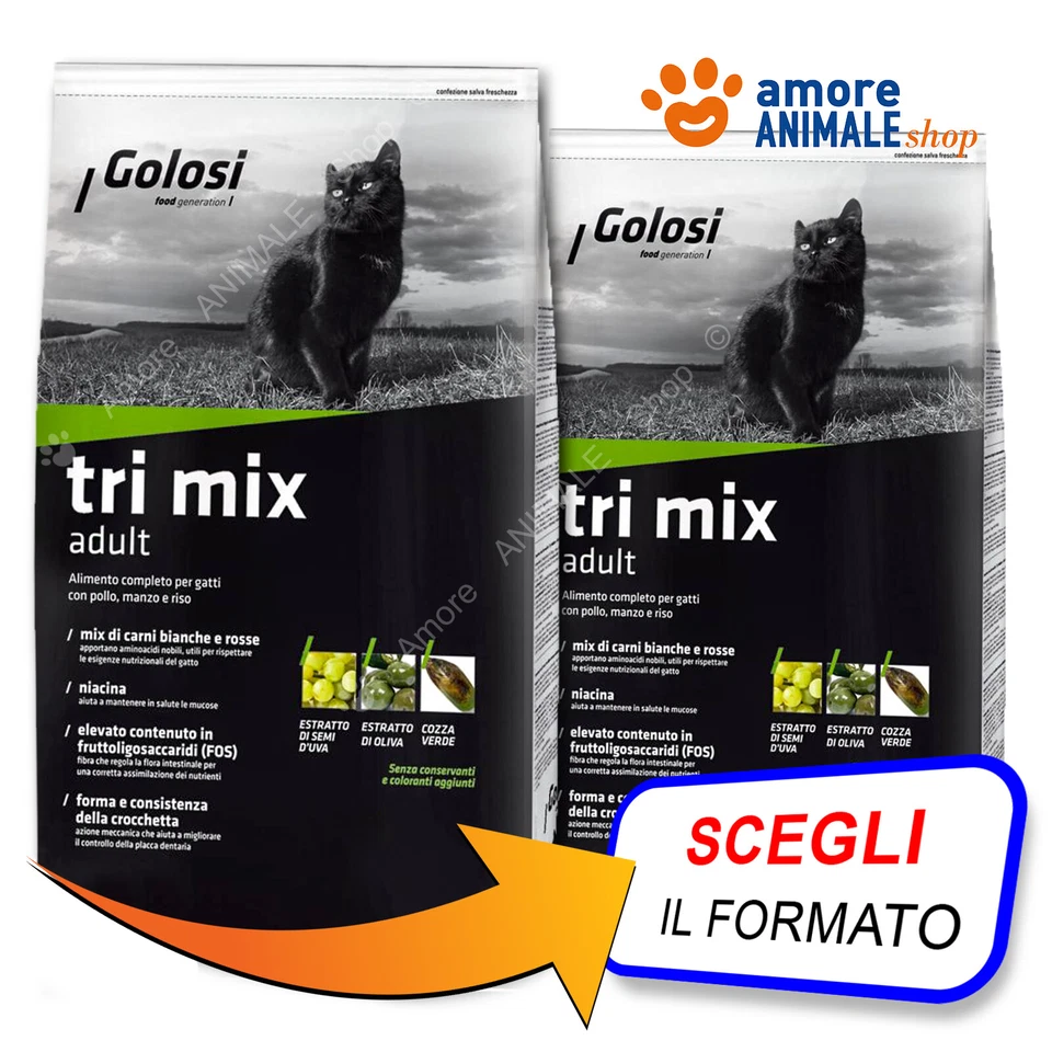 ZOODIACO Golosi CAT Adult → Tri Mix - 1,5 / 7,5 / 20 kg - Crocchette Per Gatti, Gatto