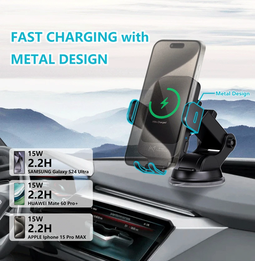 15W Wireless Charger Car Dashboar AirVent Magnetic Holder iPhone13 14 15 Pro Max - Image 4 of 4