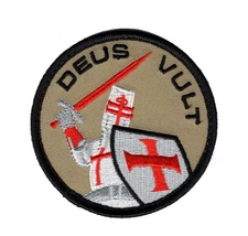 Deus Vult Crusader christian Templar Knight Sword God Wills Veco Hook Patch
