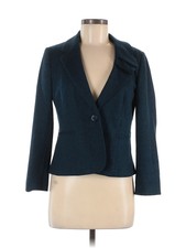 Elevenses Women Green Wool Blazer 8 Petites