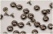 150pz borchie sfuse semisfere con rivetto colore argento diametro 10 mm