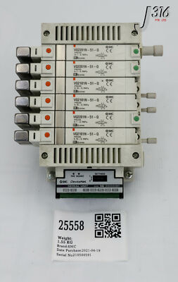 25558 SMC 6 Schlitz Solenoid Manf W/3X VQ2101N-51-Q, 3X VQ2201N-51-Q