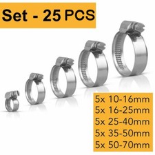 25x Hose Clamp Set Hose Clamp Pipe Clamps Stainless Steel Hose Clamps