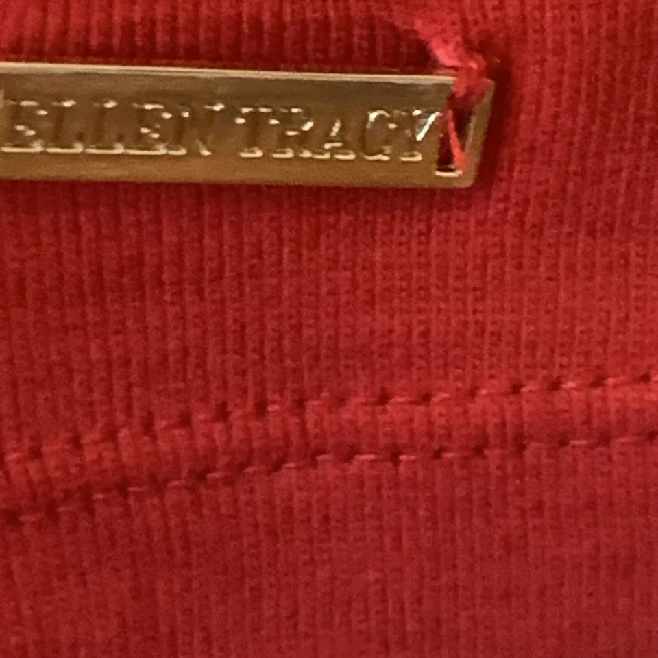 Top túnica Ellen Tracy talla LG rojo manga 3/4 blusa con escote ojo de cerradura algodón Foto 4 de 4