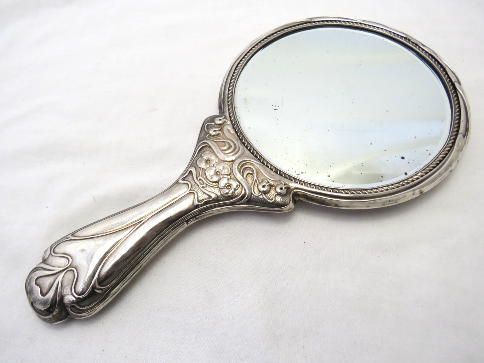 FINE LARGE ART NOUVEAU SILVER HAND MIRROR BIRMINGHAM 1902 eBay