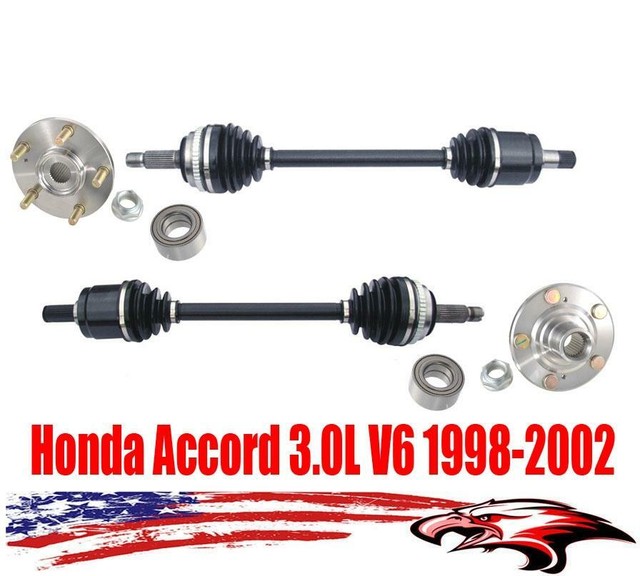 Front CV Shaft Axles + Wheel Hub & Bearings Fits Honda Accord 3.0L 1998