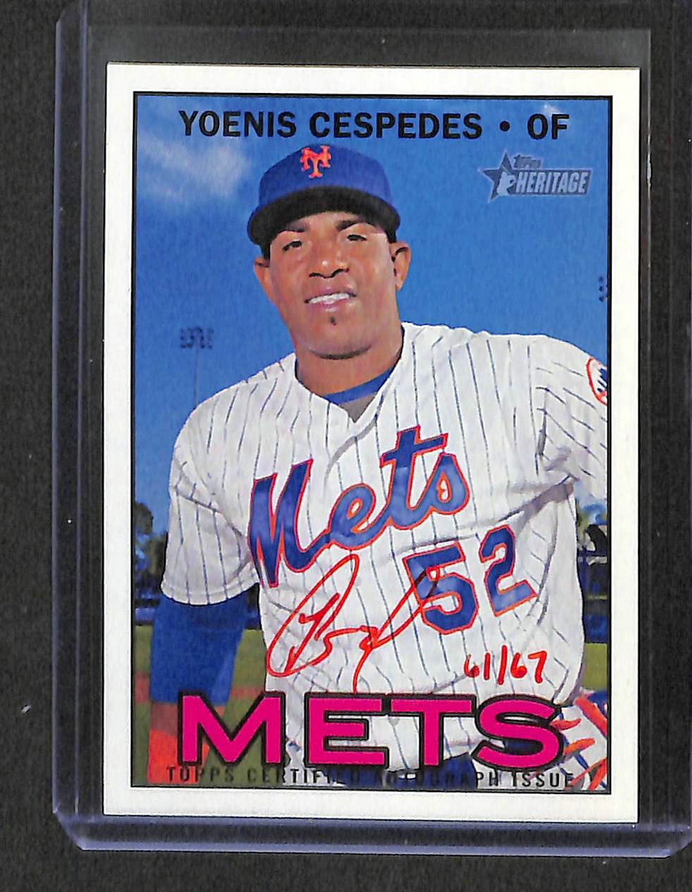 2016 Topps Heritage Red Ink Real One Autograph ROA-YC Yoenis Cespedes  61 of  67