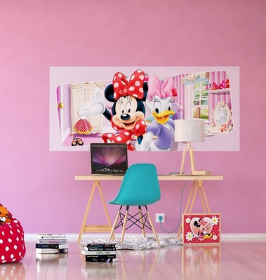 Wall Mural Wallpaper Minnie Mouse 202x90cm Children S Bedroom Large Poster Sized Ebay